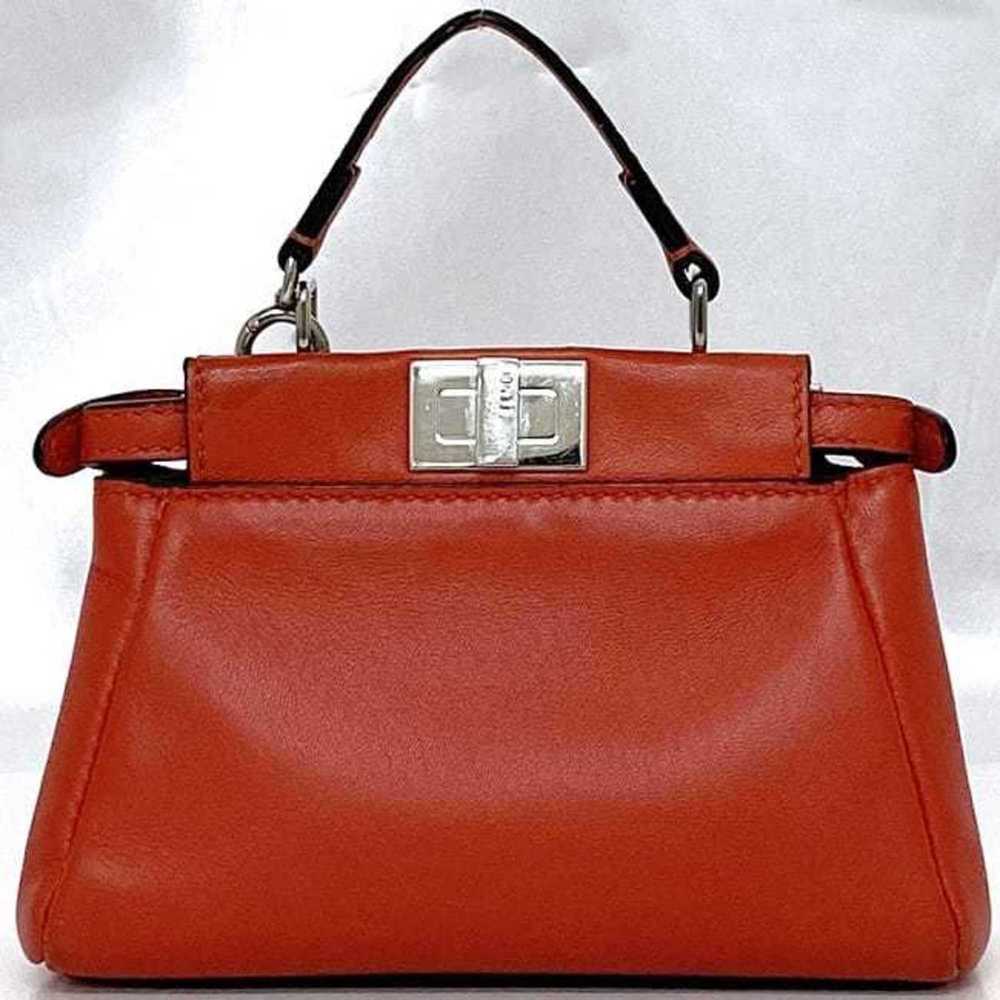 FENDI Red Leather Peekaboo Shoulder Bag - Picture 5 of 11